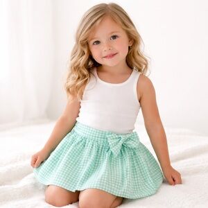 Carter’s Mint Green Gingham Skirt Girls 3T NWT Bow Easter Spring
